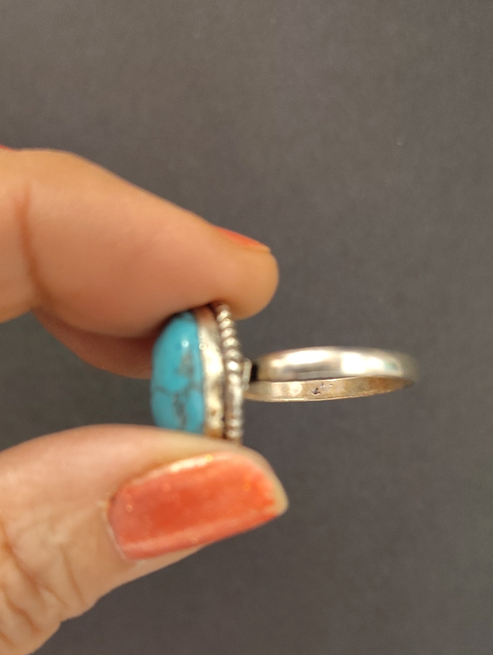 Turquoise 925 Silver Ring Size 10 1/4 - Picture 8 of 8
